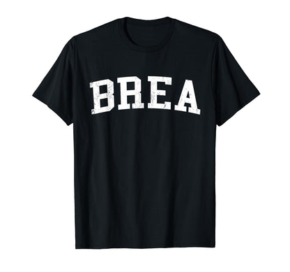 Brea Ca Distressed White Varsity T-Shirt - Custom Art Print Unisex - T-Shirt, Sweatshirt, Hoodie