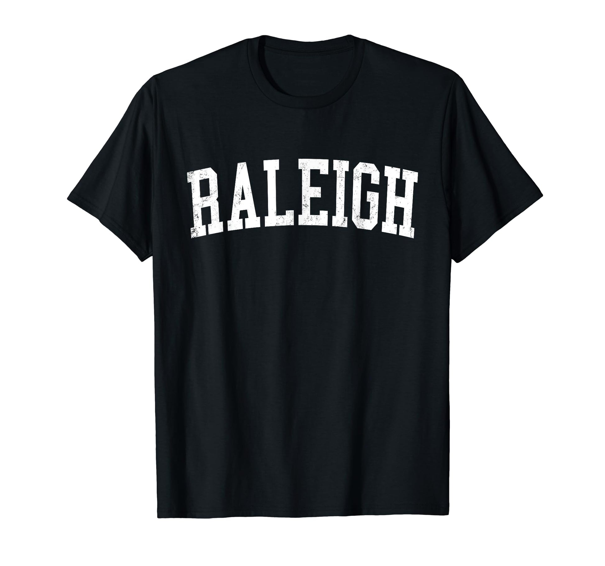 Raleigh Nc Distressed White Varsity T-Shirt - Trendy Graphic Men Women - T-Shirt, Sweatshirt, Hoodie