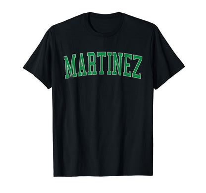 Martinez Ca Distressed Green Varsity T-Shirt - Minimalist Print for Adults - T-Shirt, Sweatshirt, Hoodie