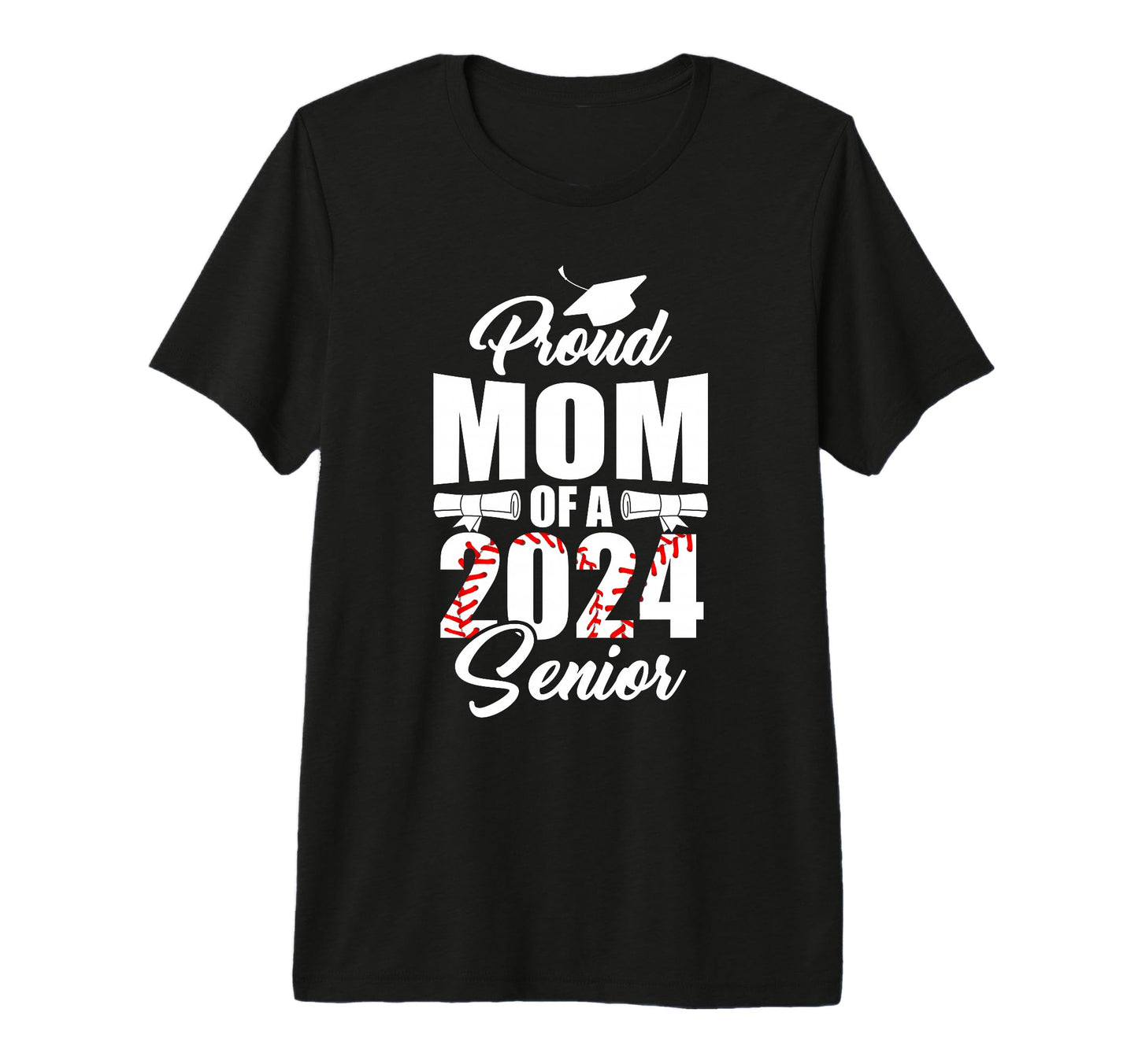 Proud Mom 2024 Baseball Graduate Tri T-Shirt - Streetwear Style Unisex - T-Shirt, Sweatshirt, Hoodie