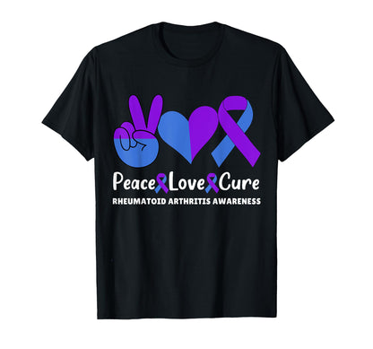 Peace Love Cure Rheumatoid Arthritis T-Shirt - Custom Art Print for Adults - T-Shirt, Sweatshirt, Hoodie