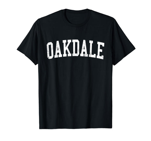 Oakdale Mn Distressed White Varsity T-Shirt - Fun Novelty Design for Adults - T-Shirt, Sweatshirt, Hoodie