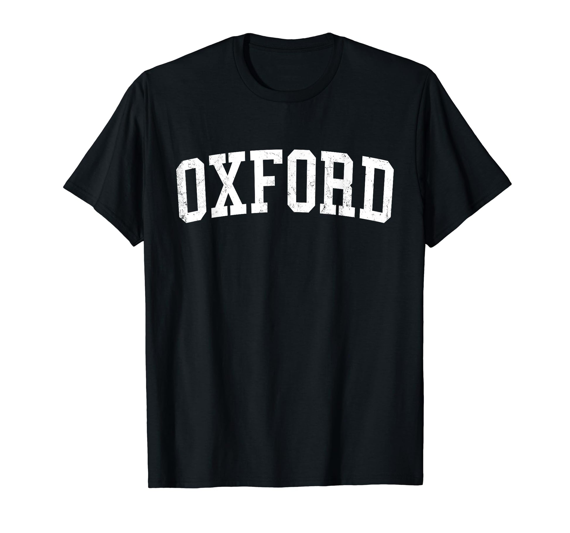 Oxford Al Distressed White Varsity T-Shirt - Casual Everyday Wear Unisex - T-Shirt, Sweatshirt, Hoodie