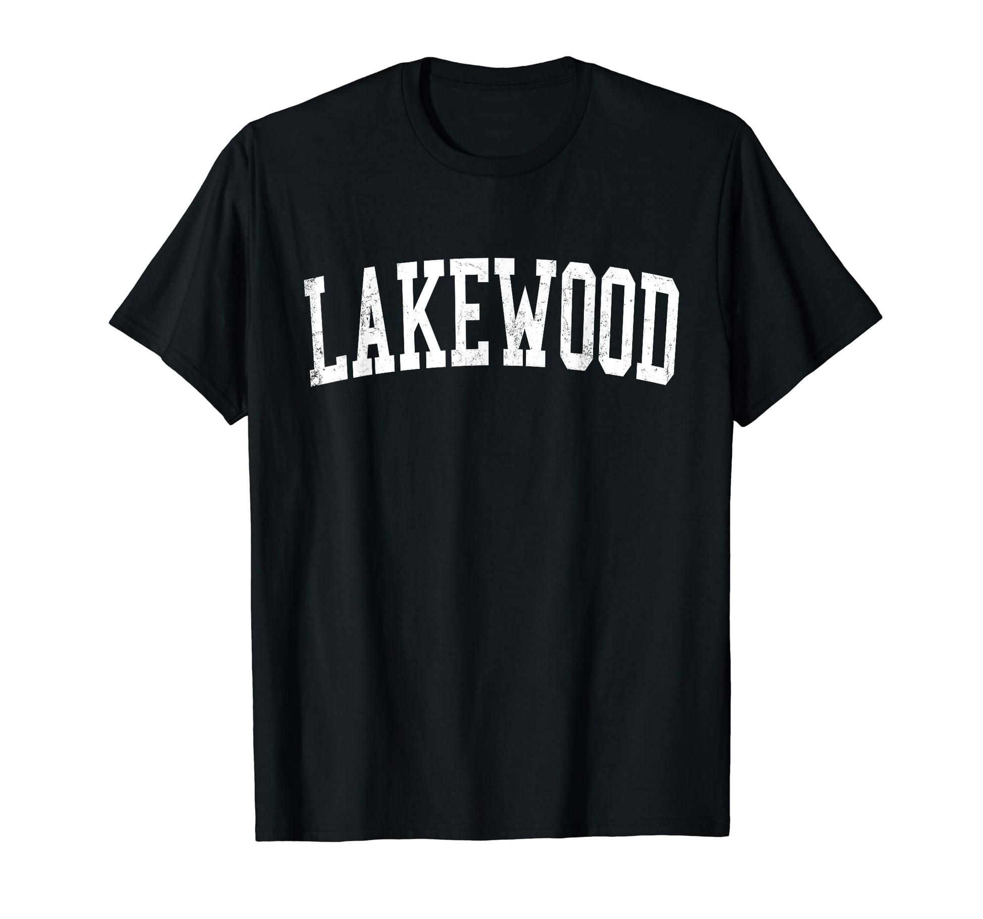 Lakewood Co Distressed White Varsity T-Shirt - Minimalist Print Men Women - T-Shirt, Sweatshirt, Hoodie