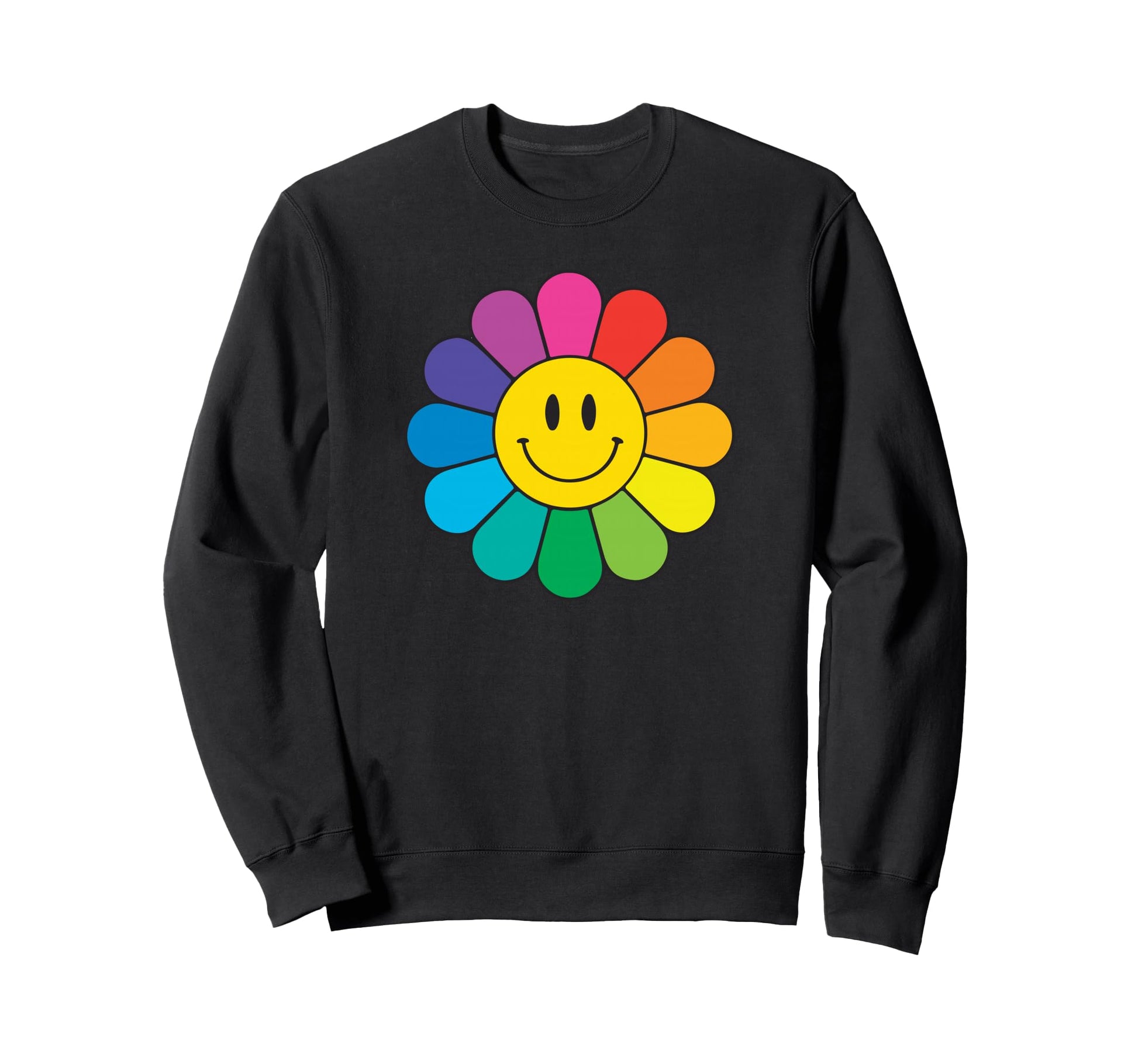 Happy Rainbow Flower Sweatshirt - Novelty Apparel Unisex - T-Shirt, Sweatshirt, Hoodie