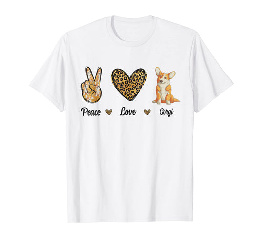 Peace Love Corgi Animal Lover Pet Dog T-Shirt - Novelty Apparel Unisex - T-Shirt, Sweatshirt, Hoodie