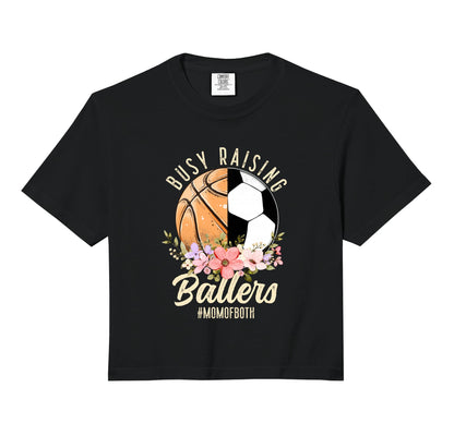 Soccer Basketball Mom Both Busy Raising T-Shirt - Graphic Print for Adults - T-Shirt, Sweatshirt, Hoodie