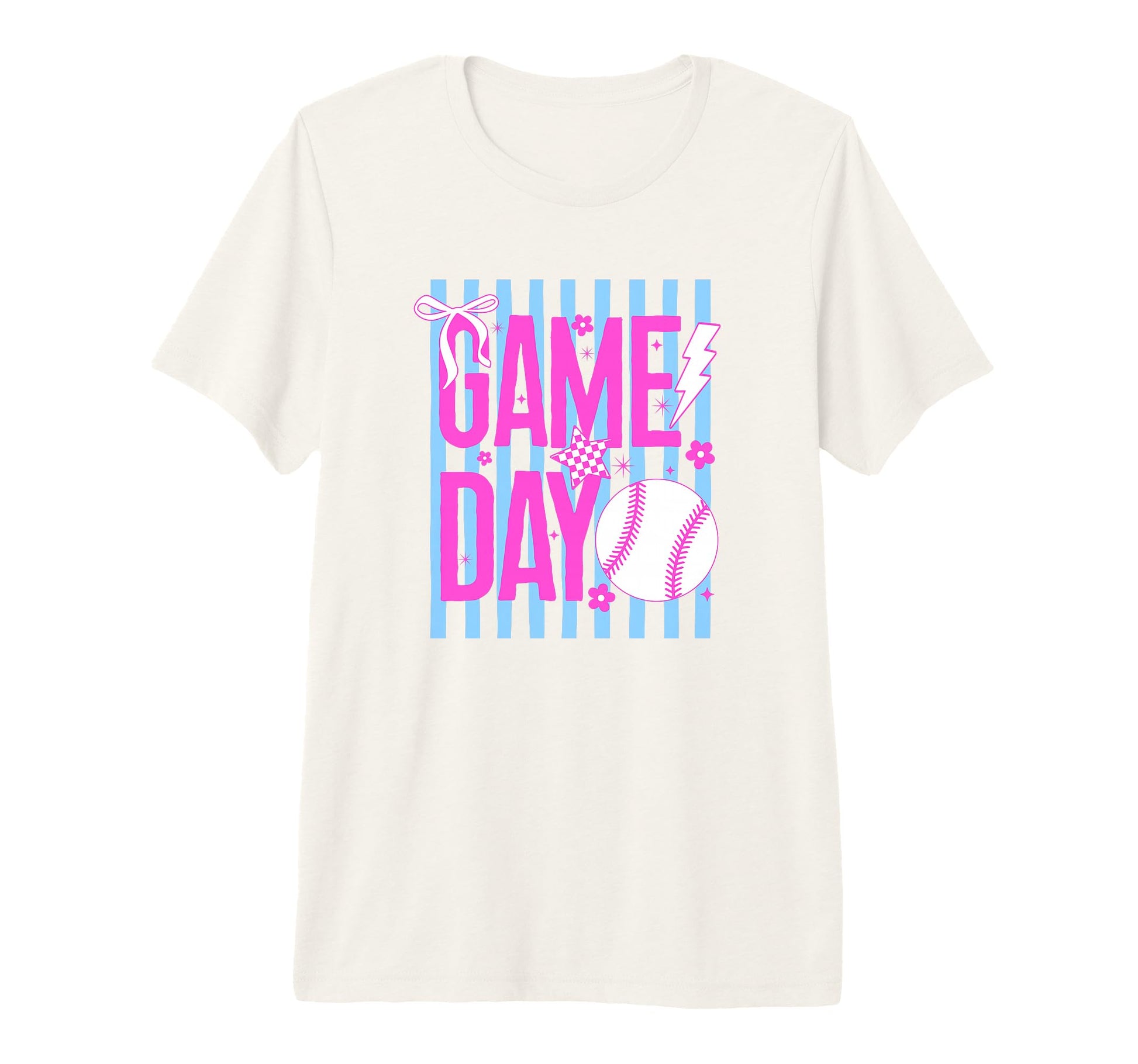 Game Day Baseball Mom Striped T-Shirt - Casual Everyday Wear for Adults - T-Shirt, Sweatshirt, Hoodie