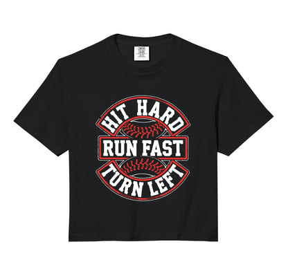 Hit Hard Run Fast Turn Left Mens T-Shirt - Casual Everyday Wear Unisex - T-Shirt, Sweatshirt, Hoodie