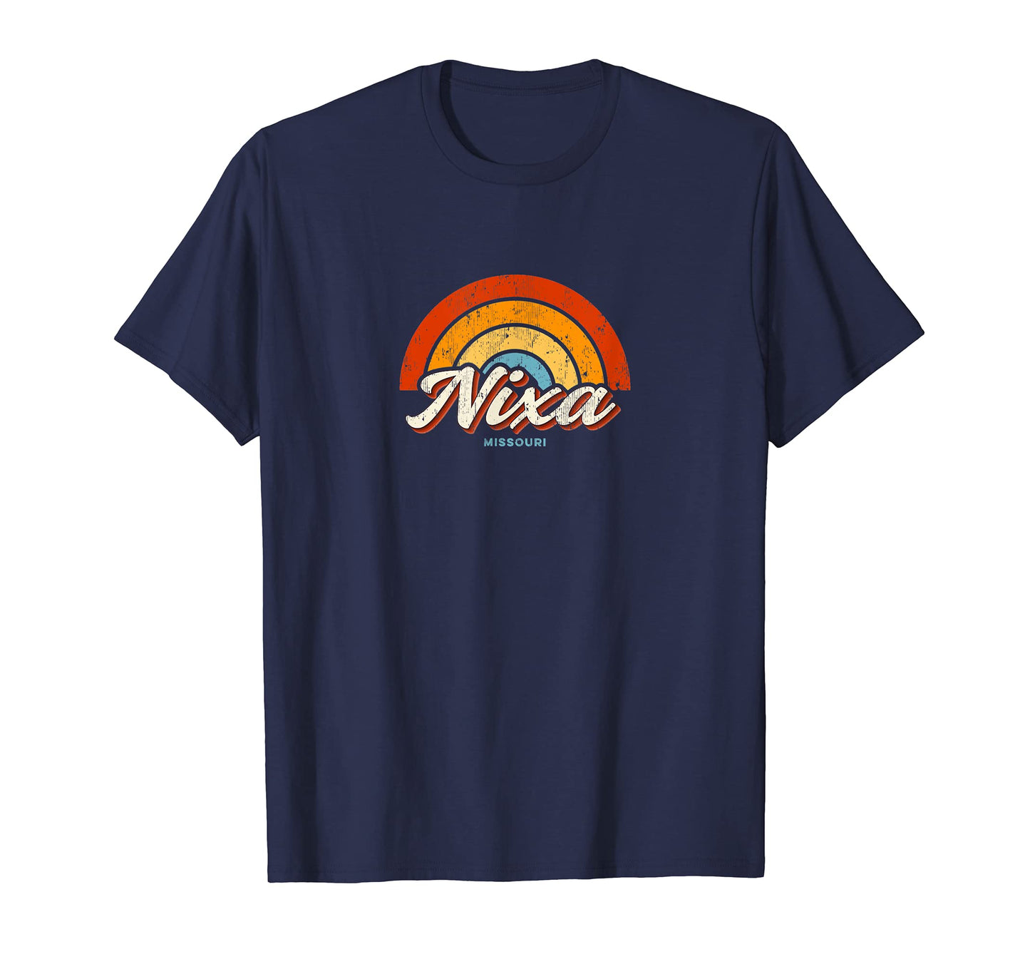 Nixa Missouri Mo Rainbow 70S T-Shirt - Unique Graphic for Adults - T-Shirt, Sweatshirt, Hoodie