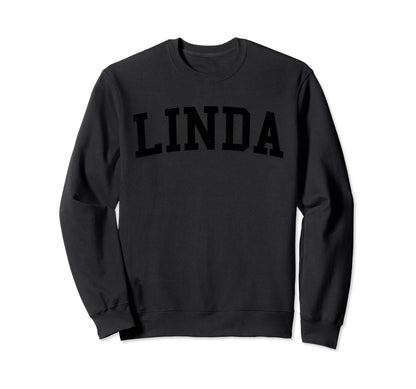 Linda Ca Distressed Black Varsity Sweatshirt - Novelty Apparel Men Women - T-Shirt, Sweatshirt, Hoodie