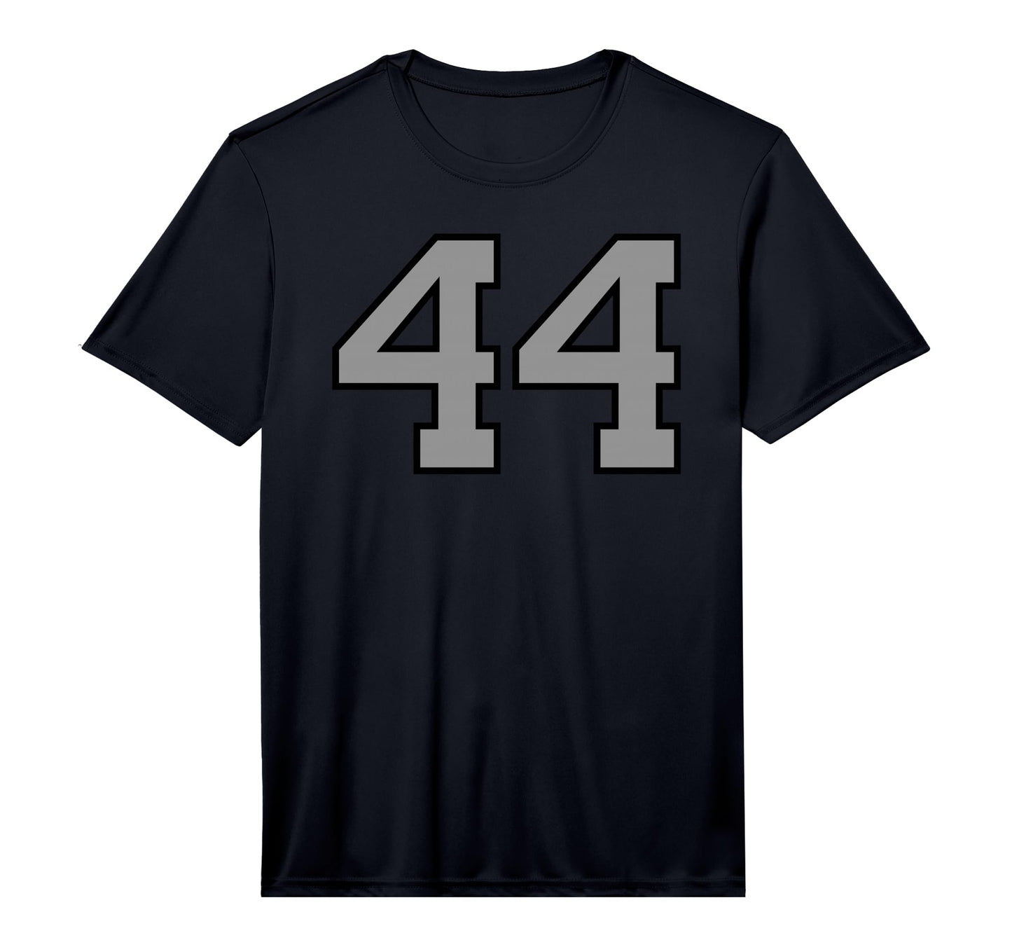 Black Silver Sports Team Number 44 T-Shirt - Graphic Print Unisex - T-Shirt, Sweatshirt, Hoodie