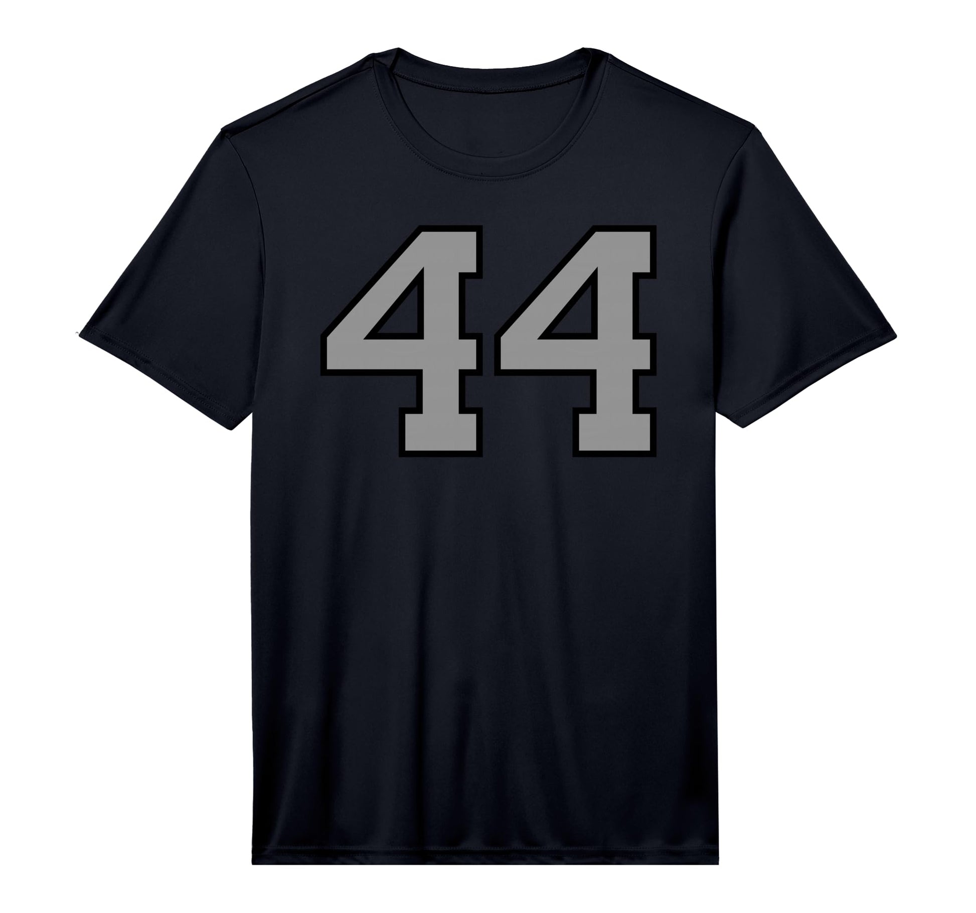 Black Silver Sports Team Number 44 T-Shirt - Graphic Print Unisex - T-Shirt, Sweatshirt, Hoodie