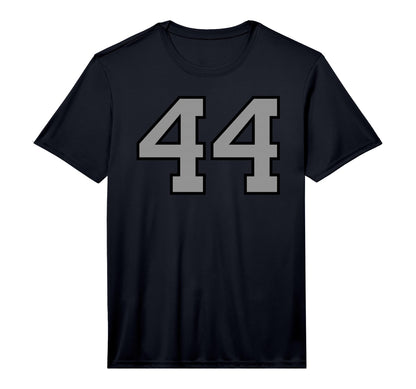 Black Silver Sports Team Number 44 T-Shirt - Graphic Print Unisex - T-Shirt, Sweatshirt, Hoodie