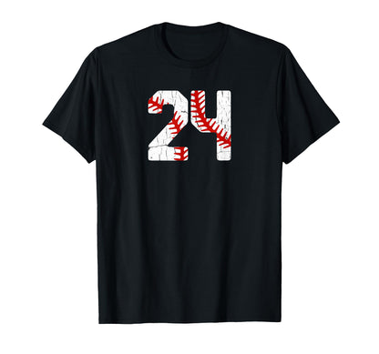 Baseball Player Jersey Number 24 24 T-Shirt - Trendy Graphic Men Women - T-Shirt, Sweatshirt, Hoodie