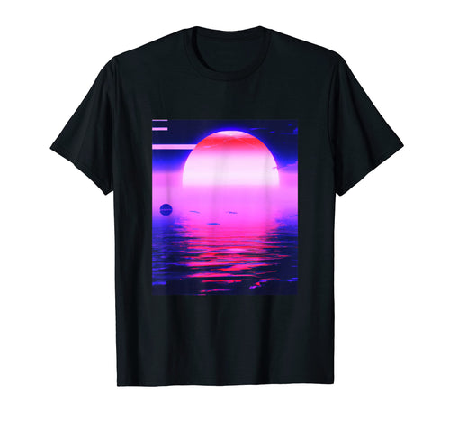 Vaporwave Sun Synthwave Sunset T-Shirt - Custom Art Print for Adults - T-Shirt, Sweatshirt, Hoodie