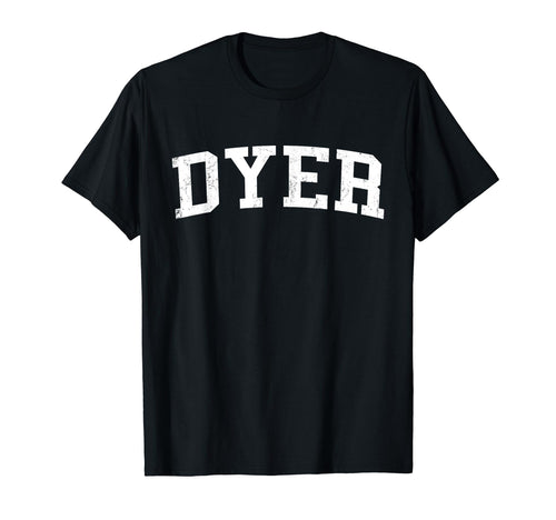 Dyer Distressed White Varsity T-Shirt - Trendy Graphic for Adults - T-Shirt, Sweatshirt, Hoodie