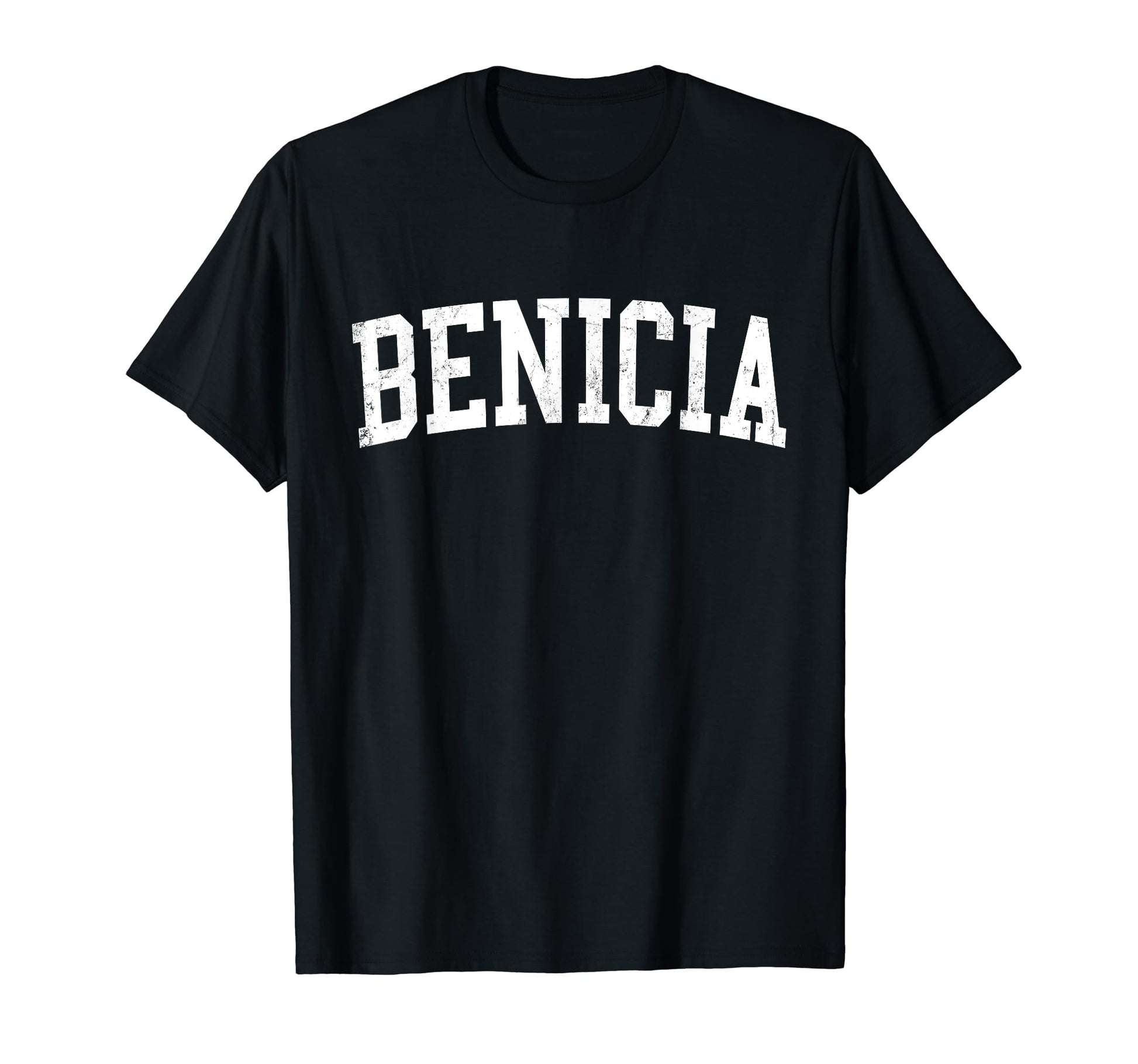 Benicia Ca Distressed White Varsity T-Shirt - Trendy Graphic for Adults - T-Shirt, Sweatshirt, Hoodie
