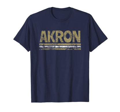 Akron Ohio Weathered Stripe Throwback T-Shirt - Minimalist Print Unisex - T-Shirt, Sweatshirt, Hoodie