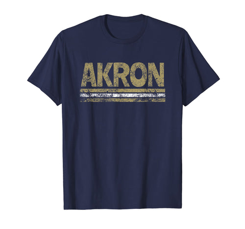 Akron Ohio Weathered Stripe Throwback T-Shirt - Minimalist Print Unisex - T-Shirt, Sweatshirt, Hoodie