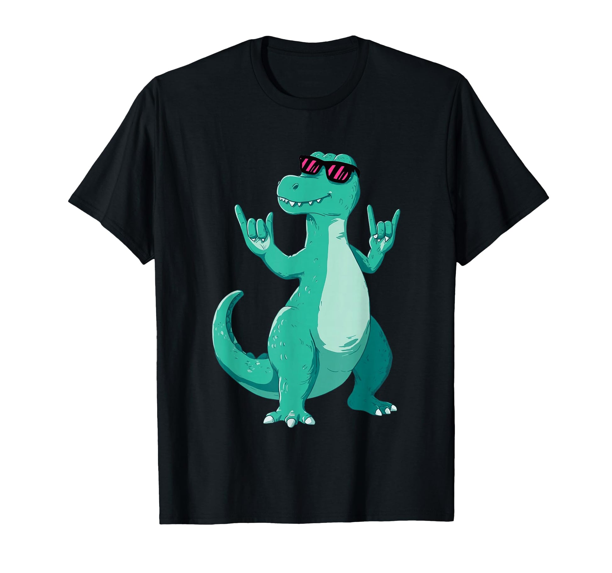 T Rex Dinosaur Double Rock Signs T-Shirt - Custom Art Print for Adults - T-Shirt, Sweatshirt, Hoodie