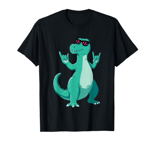 T Rex Dinosaur Double Rock Signs T-Shirt - Custom Art Print for Adults - T-Shirt, Sweatshirt, Hoodie