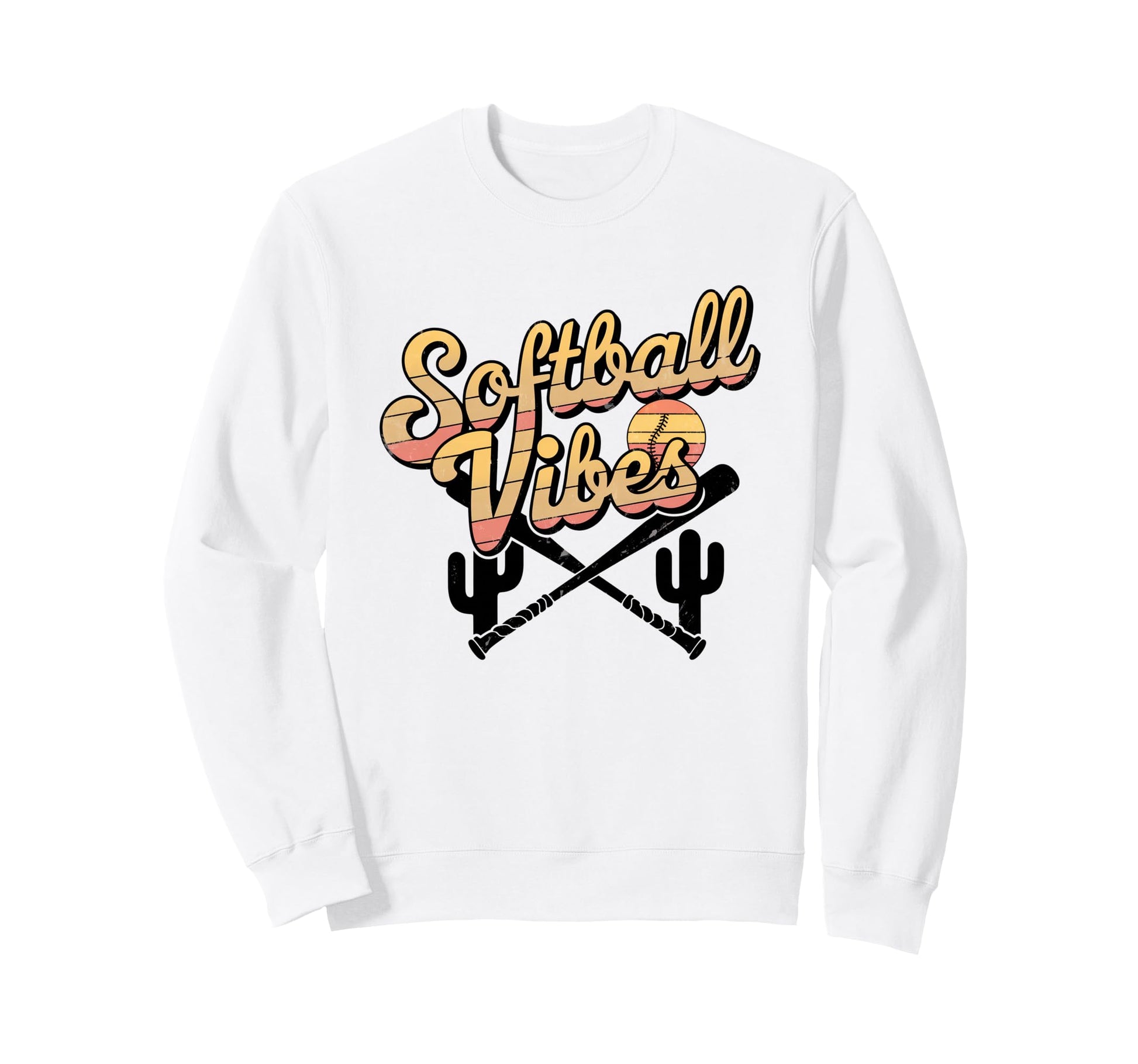 Softball Vibes Groovy Game Day Sweatshirt - Graphic Print Men Women - T-Shirt, Sweatshirt, Hoodie