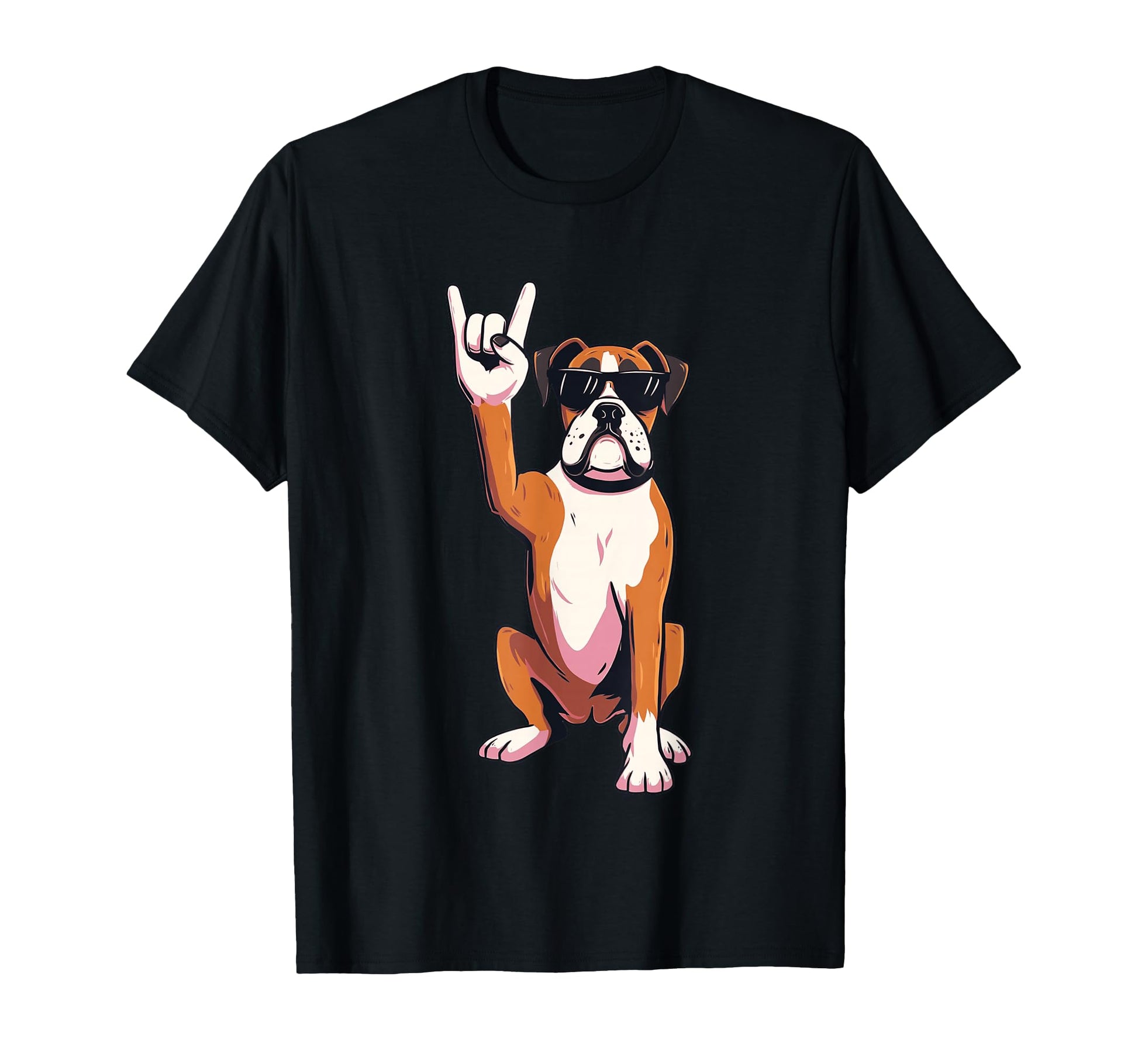 Boxer Dog Rock Sunglasses T-Shirt - Custom Art Print Men Women - T-Shirt, Sweatshirt, Hoodie