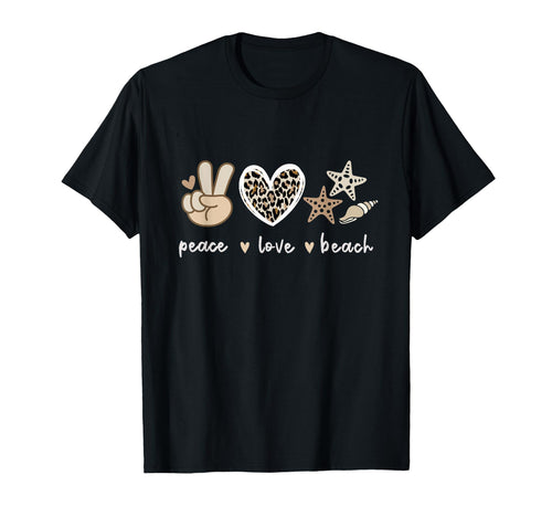 Leopard Peace Love Beach Summer T-Shirt - Custom Art Print for Adults - T-Shirt, Sweatshirt, Hoodie