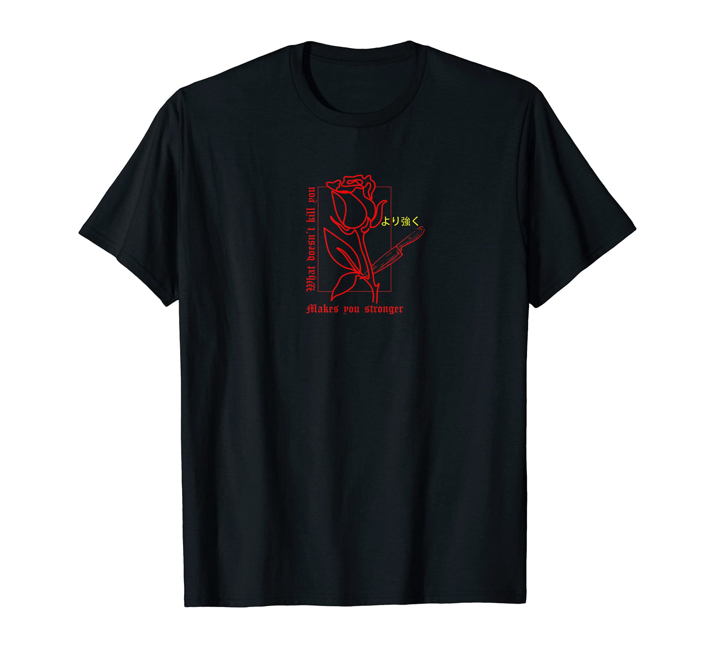 Red Gothic Aesthetic 90S Kanji Japan Rose T-Shirt - Trendy Graphic Unisex - T-Shirt, Sweatshirt, Hoodie