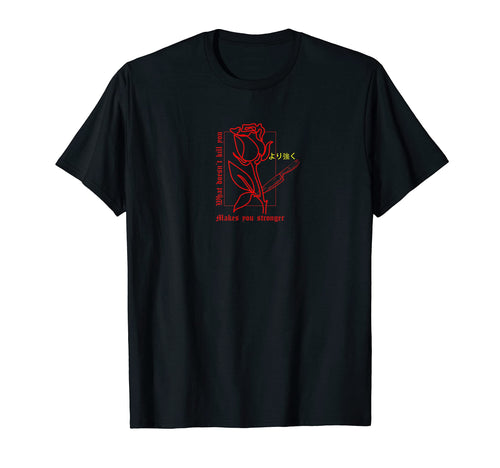 Red Gothic Aesthetic 90S Kanji Japan Rose T-Shirt - Trendy Graphic Unisex - T-Shirt, Sweatshirt, Hoodie