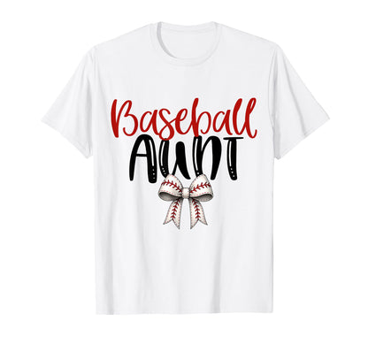Baseball Aunt Coquette Bow Game Day T-Shirt - Unique Graphic Unisex - T-Shirt, Sweatshirt, Hoodie