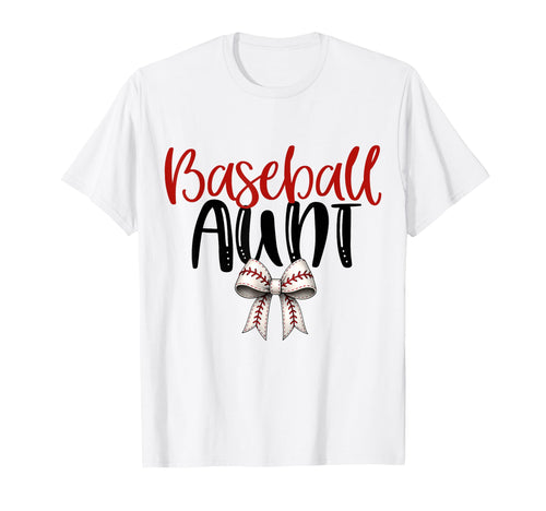 Baseball Aunt Coquette Bow Game Day T-Shirt - Unique Graphic Unisex - T-Shirt, Sweatshirt, Hoodie