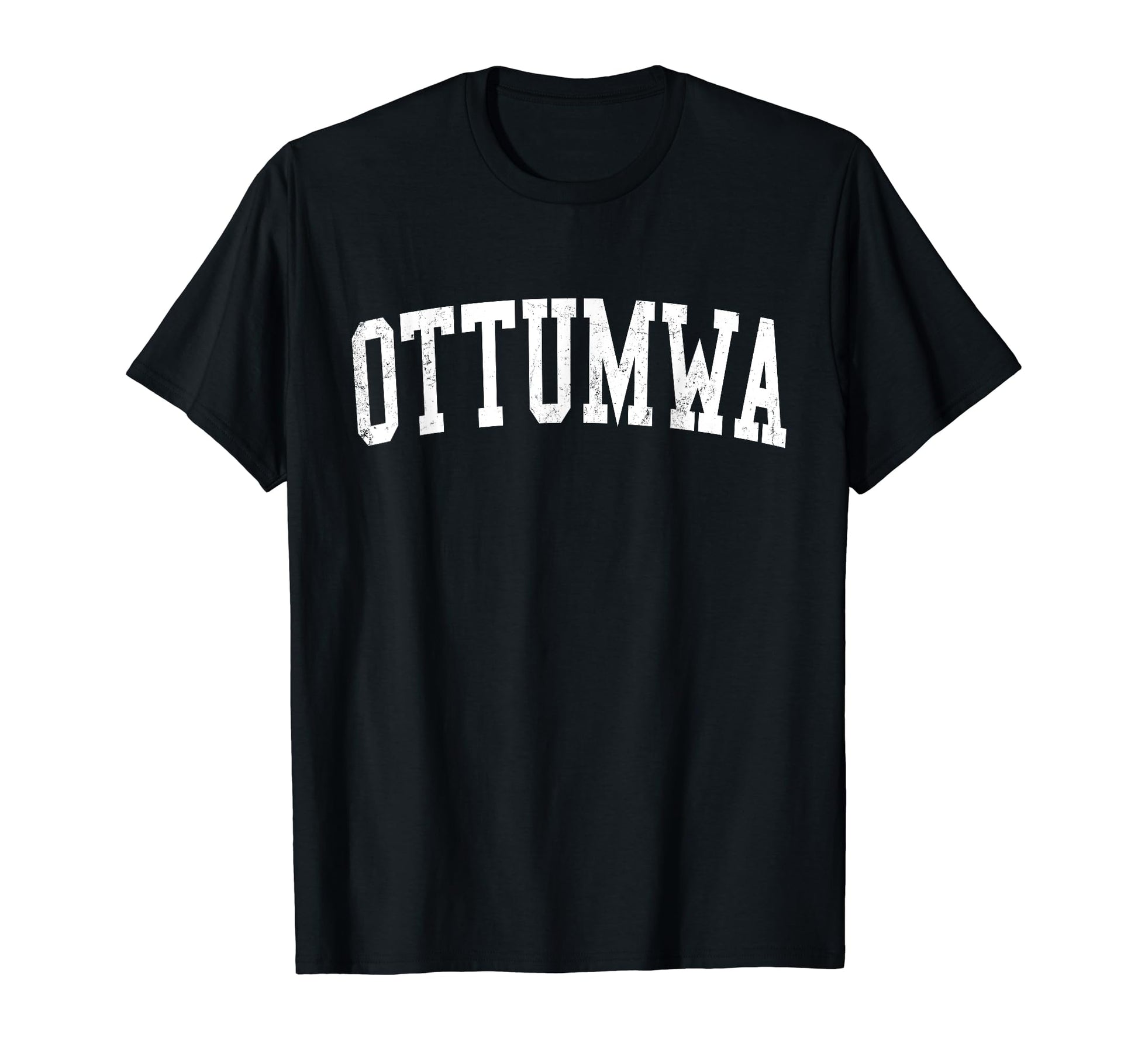 Ottumwa Ia Distressed White Varsity T-Shirt - Unique Graphic Unisex - T-Shirt, Sweatshirt, Hoodie