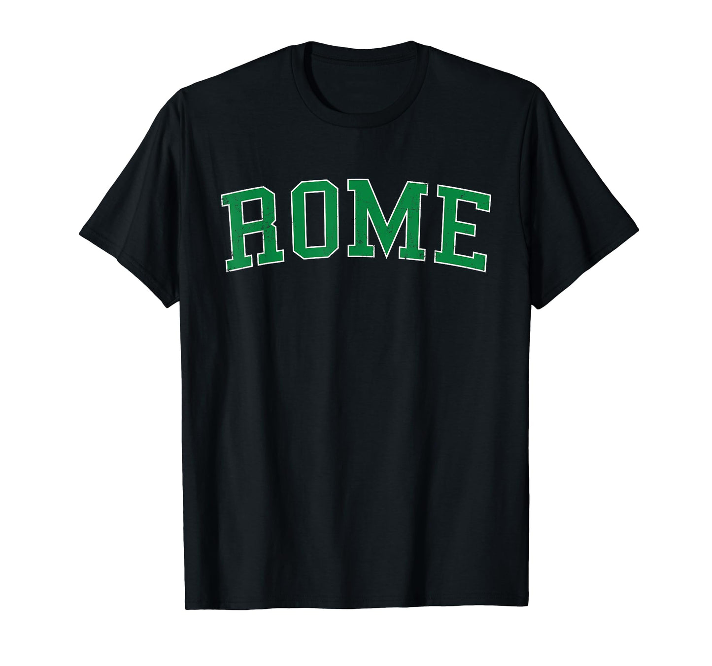 Rome Ny Distressed Green Varsity T-Shirt - Minimalist Print Unisex - T-Shirt, Sweatshirt, Hoodie