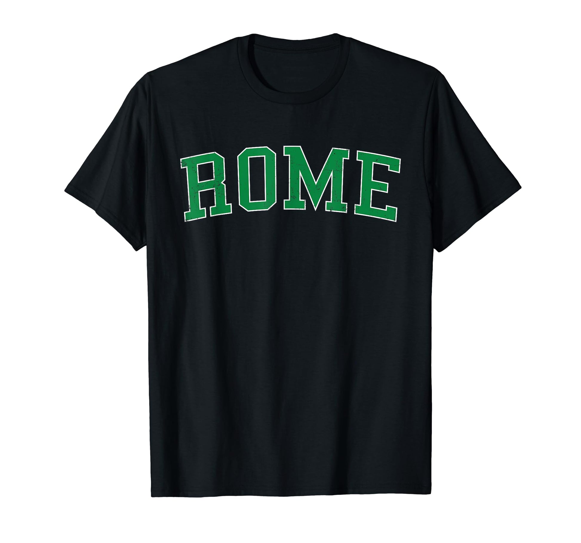 Rome Ny Distressed Green Varsity T-Shirt - Minimalist Print Unisex - T-Shirt, Sweatshirt, Hoodie