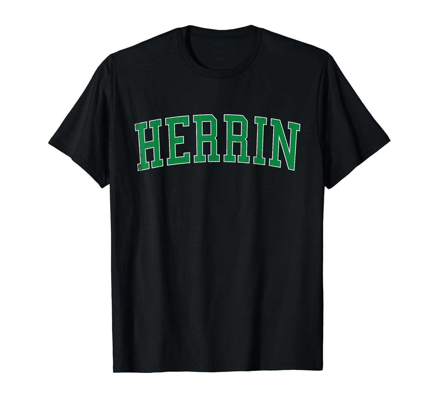 Herrin Il Distressed Green Varsity T-Shirt - Unique Graphic Men Women - T-Shirt, Sweatshirt, Hoodie
