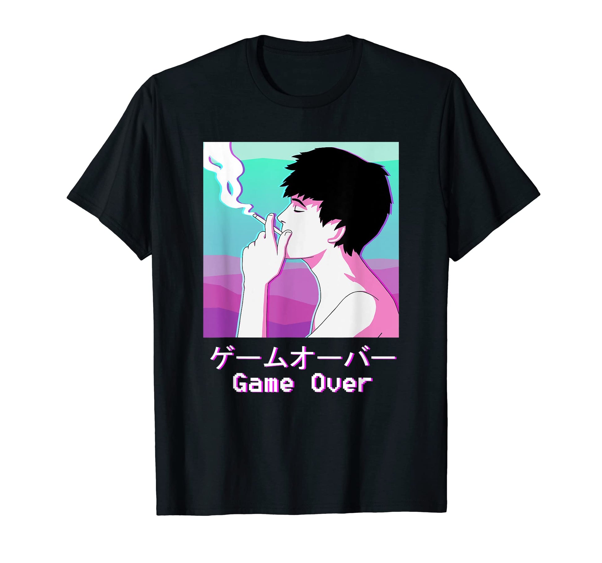Sad Game Over Japanese Glitch Aesthetic T-Shirt - Minimalist Print Unisex - T-Shirt, Sweatshirt, Hoodie