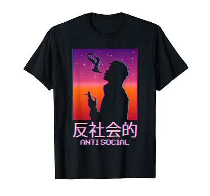 Anti Social Smoking Anime Japanese T-Shirt - Fun Novelty Design Men Women - T-Shirt, Sweatshirt, Hoodie