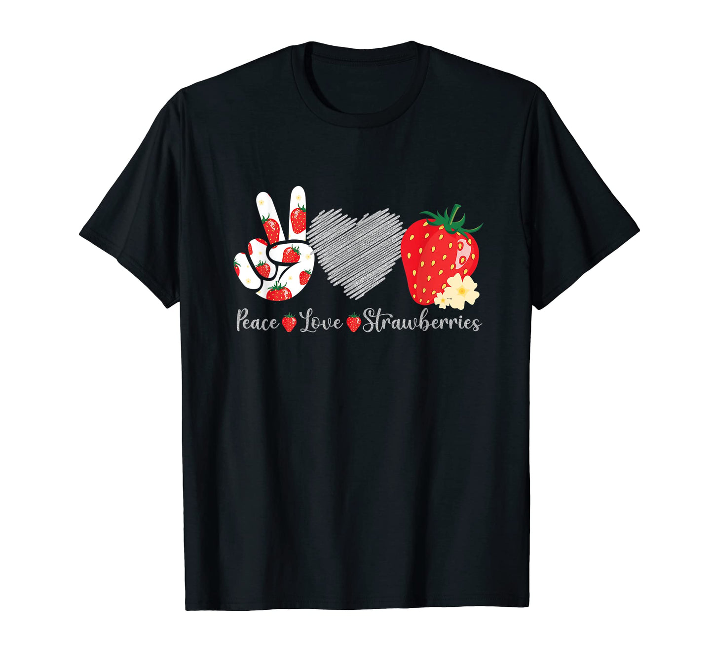 Peace Love Strawberry Farmer T-Shirt - Unique Graphic for Adults - T-Shirt, Sweatshirt, Hoodie