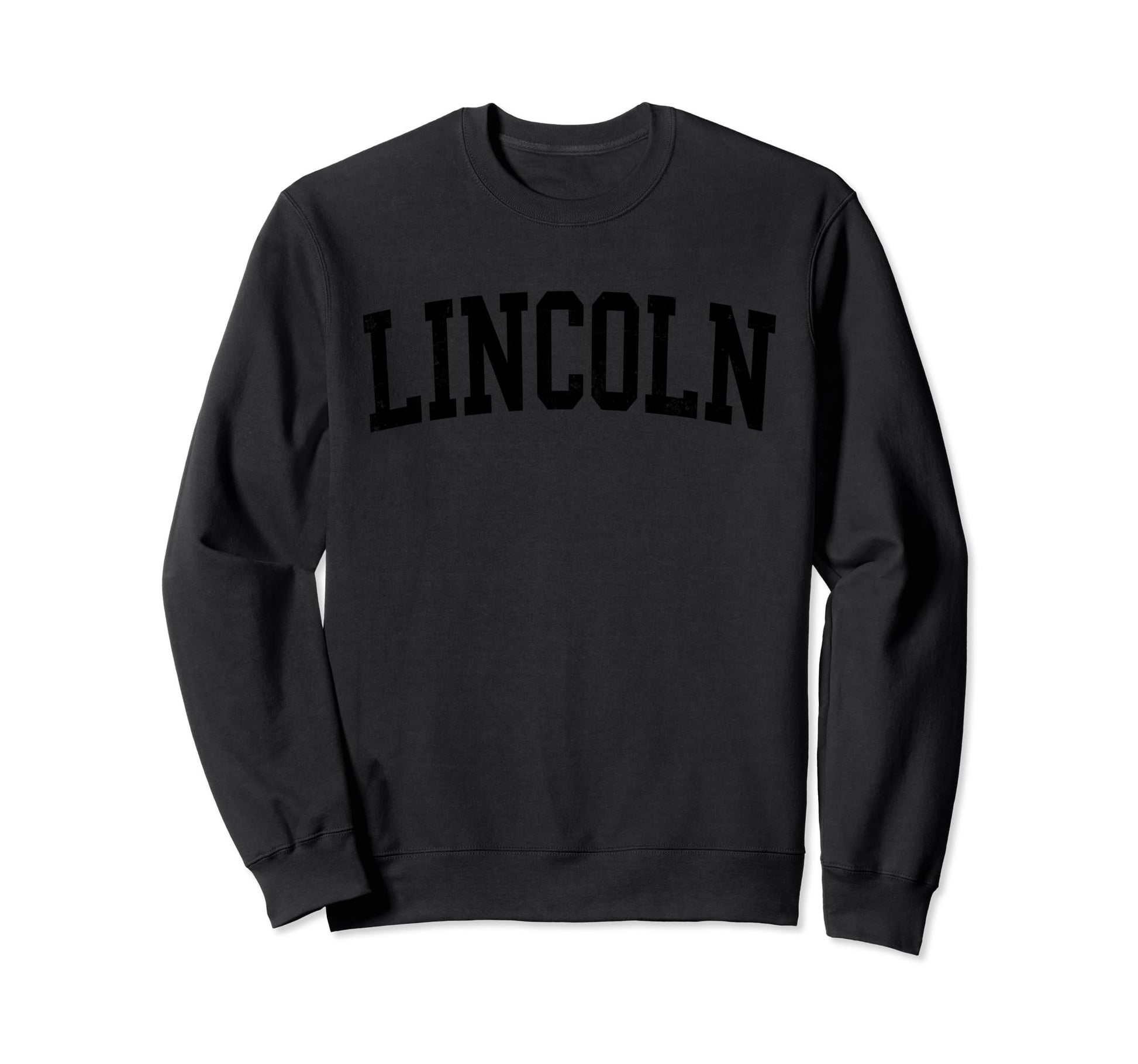 Lincoln Ne Distressed Black Varsity Sweatshirt - Trendy Graphic Unisex - T-Shirt, Sweatshirt, Hoodie