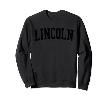Lincoln Ne Distressed Black Varsity Sweatshirt - Trendy Graphic Unisex - T-Shirt, Sweatshirt, Hoodie
