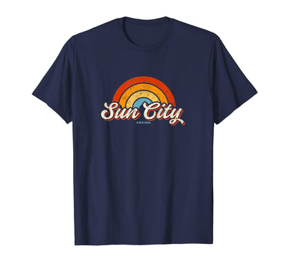 Sun City Arizona Az Rainbow 70S T-Shirt - Minimalist Print Unisex - T-Shirt, Sweatshirt, Hoodie