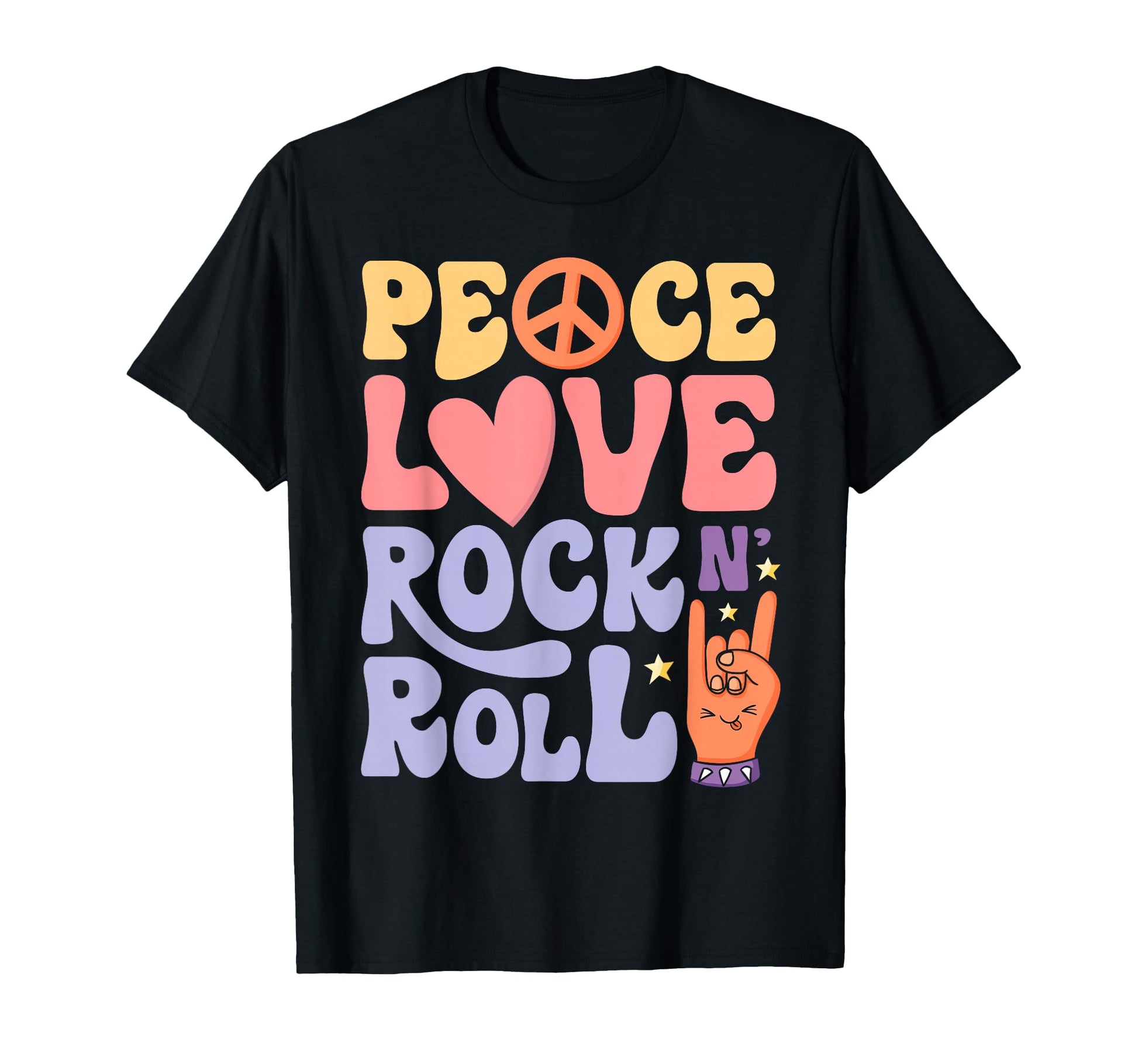 Hippie Peace Love Rock Roll 60S 70S T-Shirt - Trendy Graphic Men Women - T-Shirt, Sweatshirt, Hoodie