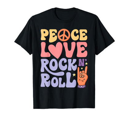 Hippie Peace Love Rock Roll 60S 70S T-Shirt - Trendy Graphic Men Women - T-Shirt, Sweatshirt, Hoodie