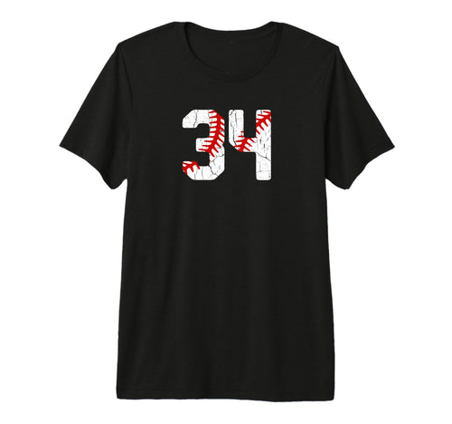 Baseball Player Jersey Number 34 34 T-Shirt - Graphic Print Men Women - T-Shirt, Sweatshirt, Hoodie