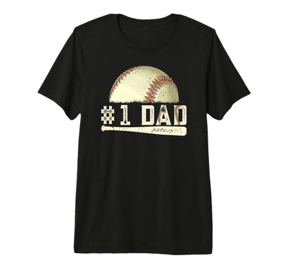 Number One Baseball Dad Fathers Day T-Shirt - Custom Art Print for Adults - T-Shirt, Sweatshirt, Hoodie
