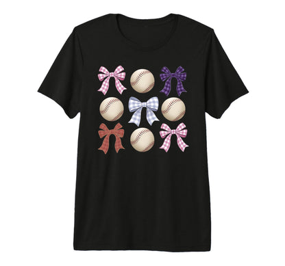 Baseball Coquette Bow Mom Sister Tri T-Shirt - Trendy Graphic for Adults - T-Shirt, Sweatshirt, Hoodie