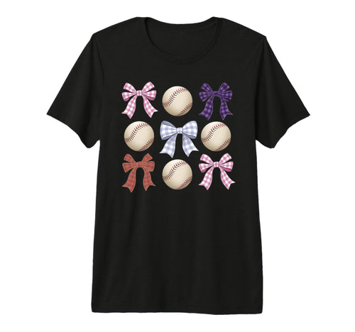 Baseball Coquette Bow Mom Sister Tri T-Shirt - Trendy Graphic for Adults - T-Shirt, Sweatshirt, Hoodie