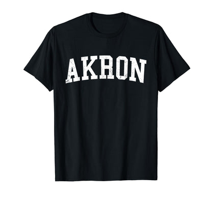 Akron Oh Distressed White Varsity T-Shirt - Trendy Graphic Men Women - T-Shirt, Sweatshirt, Hoodie